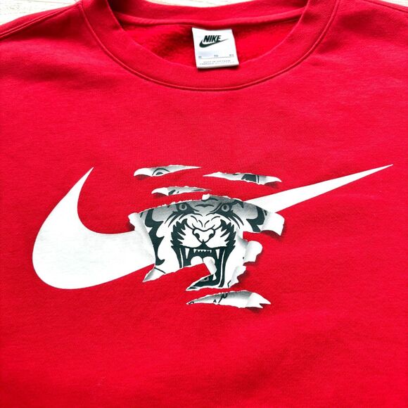 Nike Graphic Tiger Swoosh Crewneck Sweatshirt | Red‎ Size XL - Picture 2 of 9